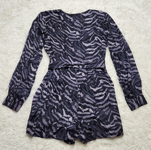 NWT ALLSAINTS Irina Remix Romper UK 10 / US 6 Gray Animal Print Wrap Front - Picture 8 of 16